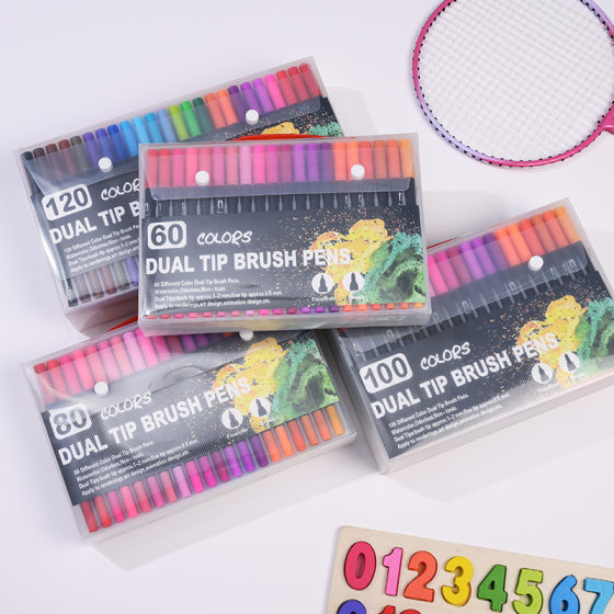 36 color 48 color 60 color 80 color soft head needle pen double head watercolor pen suit students art special impermeable paper