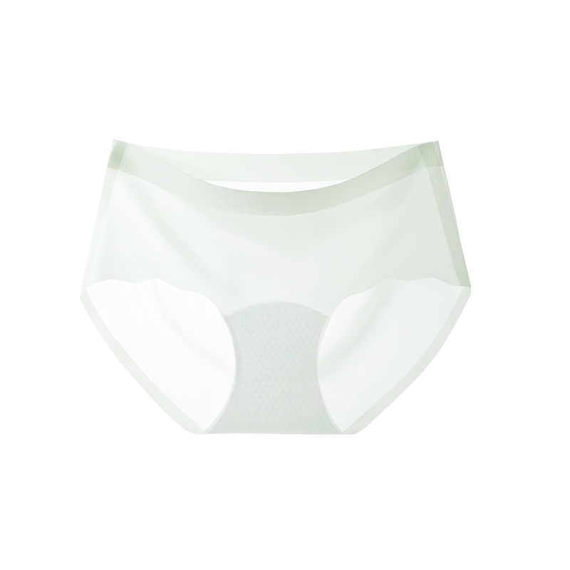 Calzoncillos de seda de hielo para mujeres desnudas sin pellizcar nalgas 10A entrepierna antibacteriana sin costuras Calzoncillos de mujer transpirables sin costuras de cintura media de seda de hielo