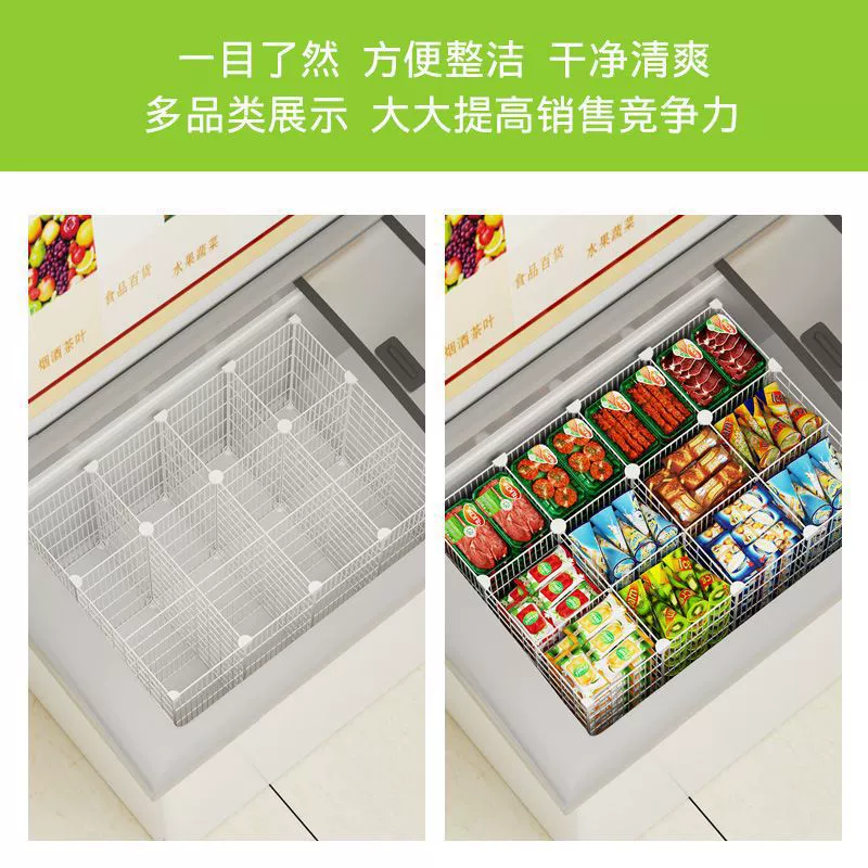 Built-in Wire Basket Fridge Organizer, 47cm Deep, Multi-Tier Adjustable Shelves, Partition Grid