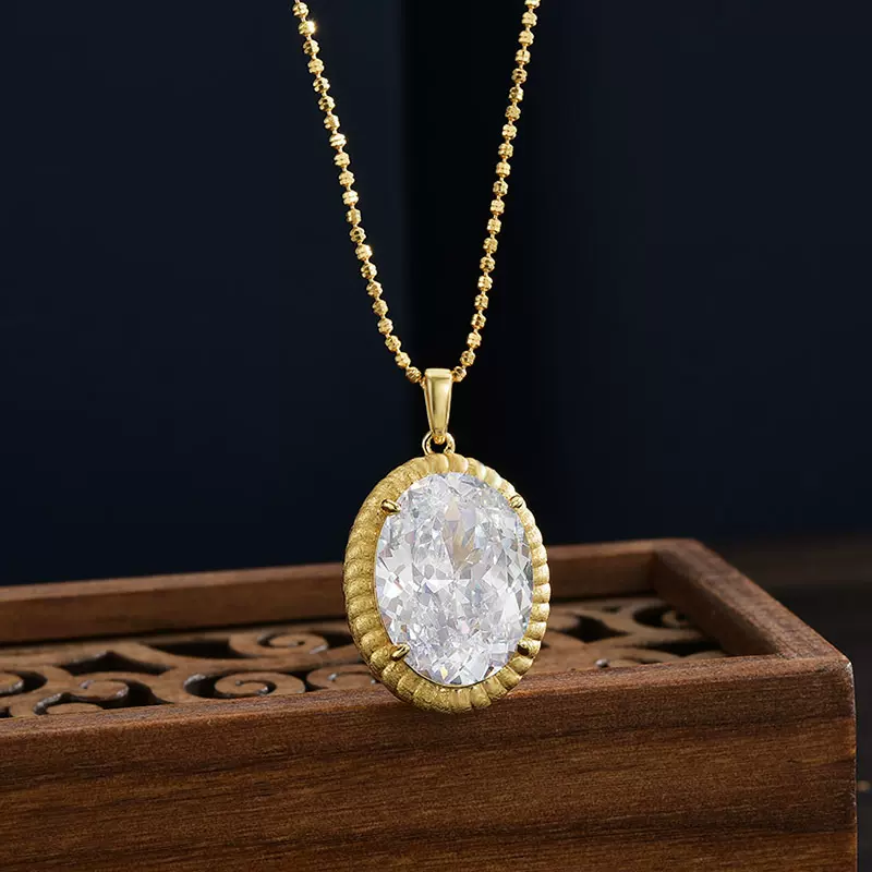 S925纯银项链女高级感INS冰花切锆石吊坠时尚设计感项链锁骨链女