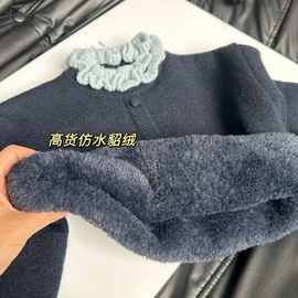 秋冬季儿童毛衣一体绒加厚针织女童2025新款韩气花边简约宝宝上衣