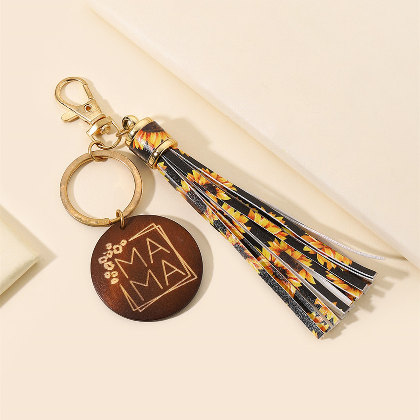 17g Weight Keychain Classification 1 Piece Quantity Casual, Holiday, Daily Occasion Pu Leather Material Mother'S Day Festival Letter, Tassel Pattern Unisex Gender Modern Style Style Modern Style Letter Tassel Pu Leather Mother'S Day Unisex Keychain 29