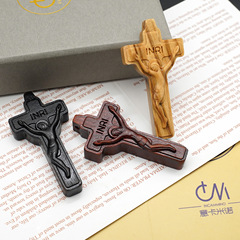 檀木CROSS念珠配件苦像吊坠意卡米诺黑/紫檀十字架-4.5x2.4cm