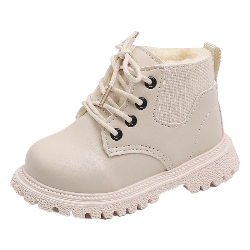 Новые зимние детские модные британские сапоги на флисовой подкладке на молнии для мальчиков, модные ботинки Martin, зимние сапоги для девочек