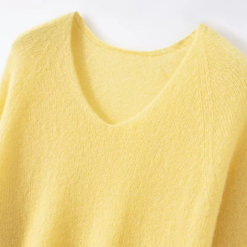 【山羊绒+桑蚕丝】温柔别致慵懒风 一线成衣V领真丝羊绒针织衫