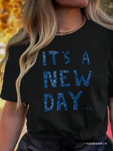 Women's Casual "It's a New Day" Graphic Tee - Short Sleeve,