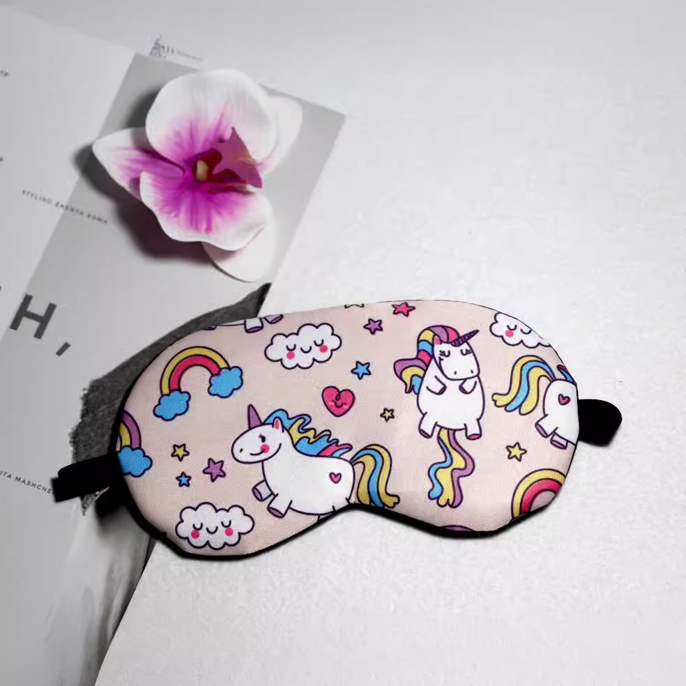 Transfronteriza nueva Máscara de ojo de dibujos animados impresión unicornio caballo sombreado sueño almuerzo descanso máscara de ojo fábrica personalizable