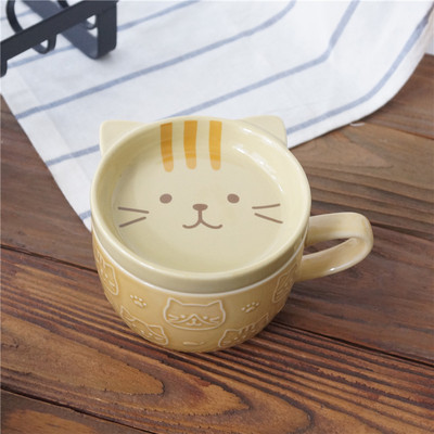 Japan Hapi CAT Mack Cup con tapa suave gatito taza de café desayuno taza de leche taza de agua