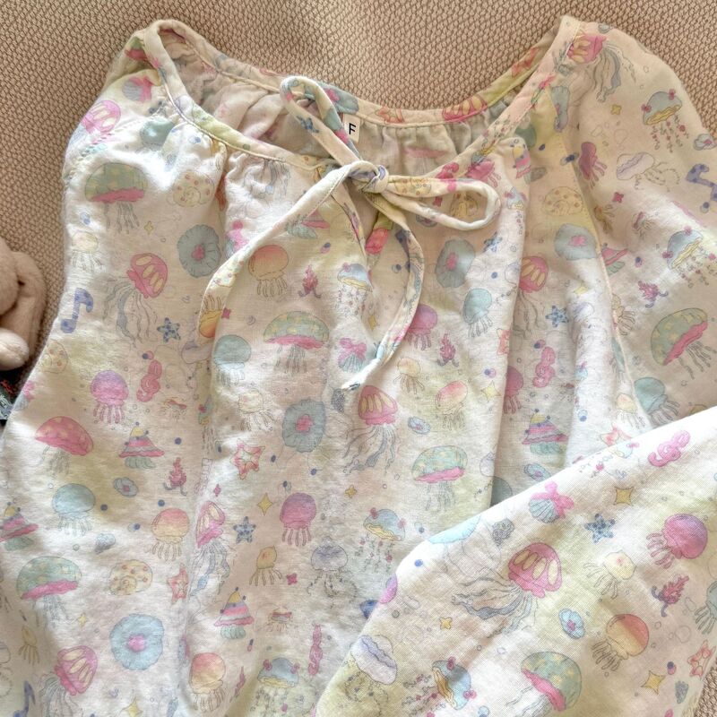 Long-Sleeved Nightgown, Class A, All-Cotton, Aerobic Double-Layer Gauze Loungewear, Pure Cotton Gauze, Cartoon Cute, Breathable and Skin-Friendly Long-Sleeved Nightgown, Class A, All-Cotton, Aerobic Double-Layer Gauze Loungewear, Pure Cotton Gauze, Cartoon Cute, Breathable and Skin-Friendly