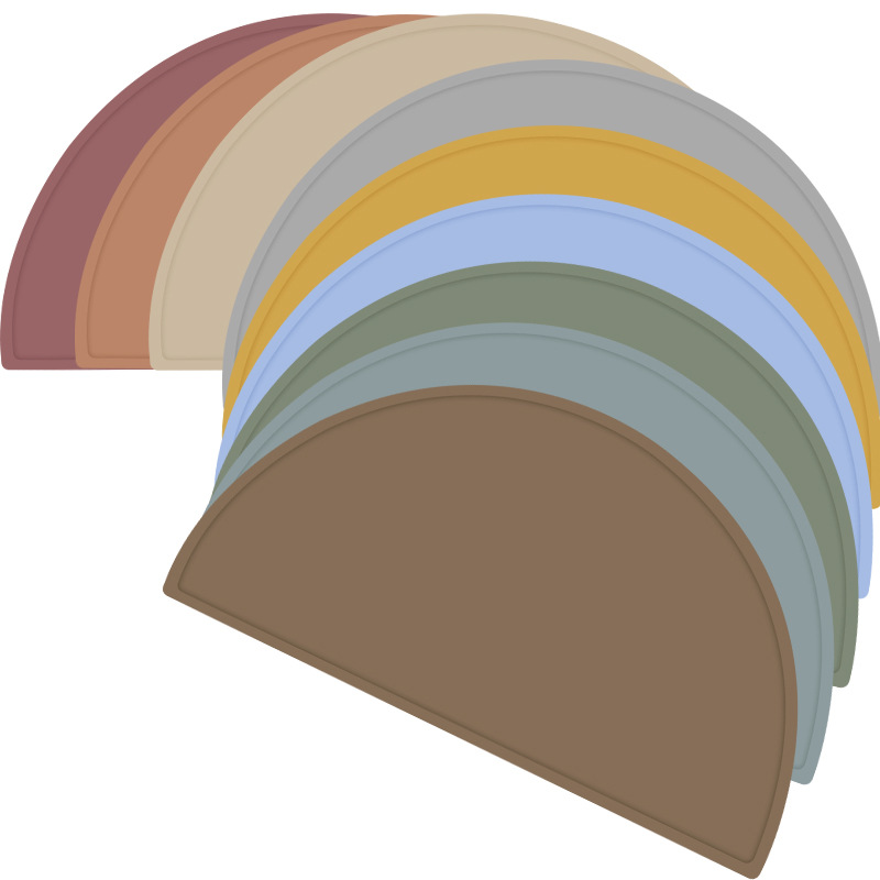 Vajilla de bebé de doble capa, mantel semicircular para niños, almohadilla de aislamiento térmico de silicona, posavasos creativos, almohadilla antideslizante, mantel de mesa, mantel occidental