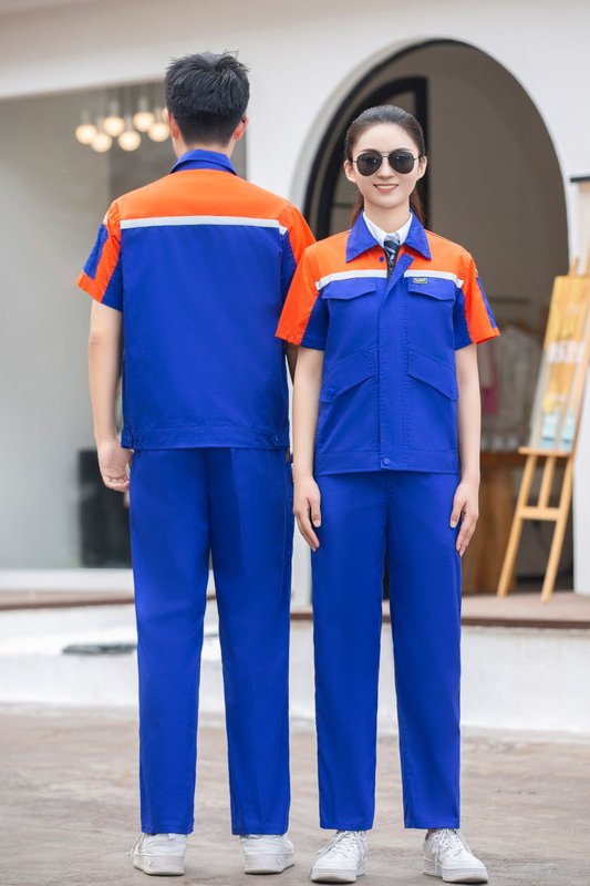 夏薄い半袖作業服スーツメンズ反射ストリップ通気性労働保護服工場ワークショップ作業服トップロゴ|undefined
