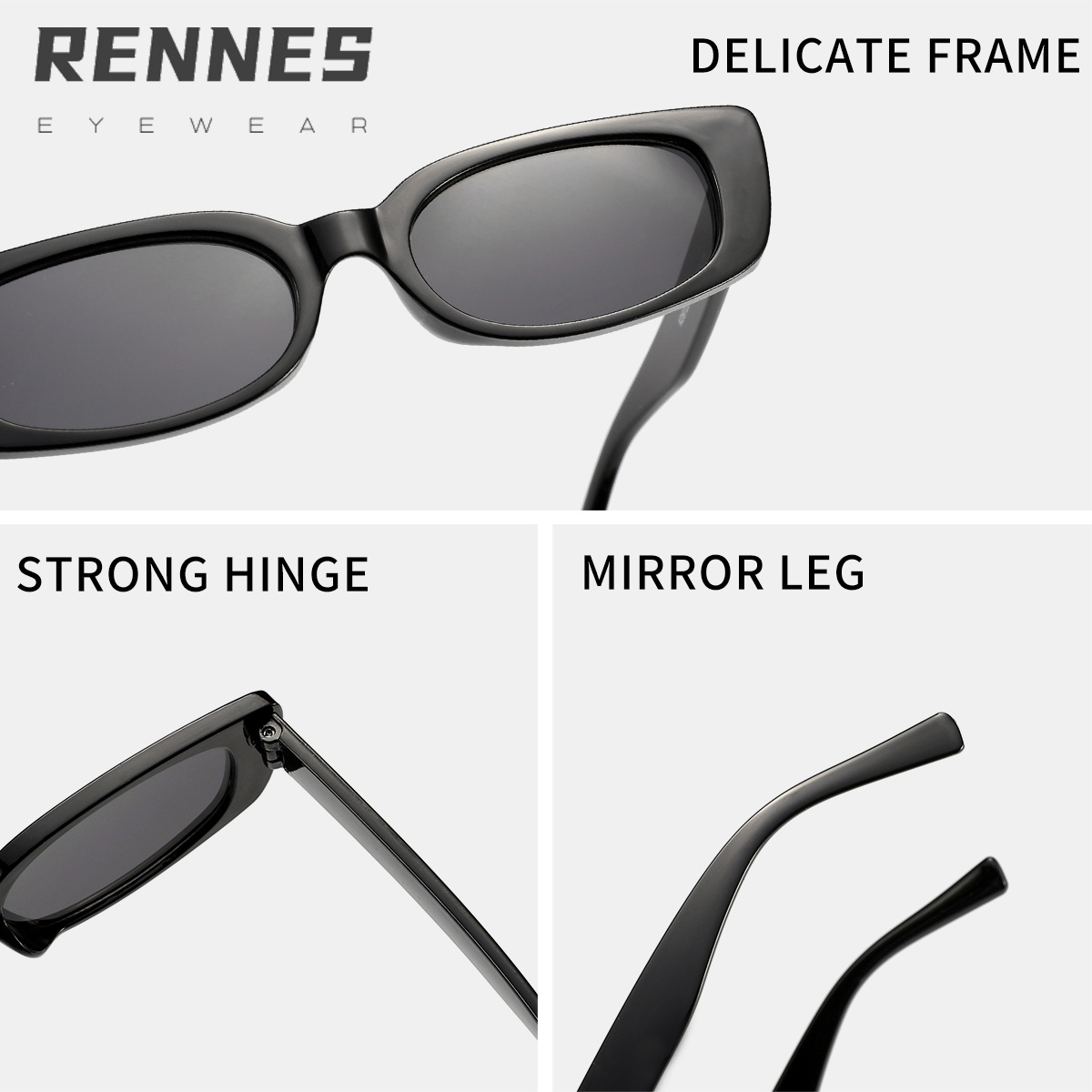 Nuevo estilo transfronterizo retro pequeño marco rectangular moda gafas de sol mujeres europeas y americanas color gelatina parasol gafas de sol Sunglasses