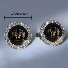 Shining and melancholy beagle gaze lens earrings, stylish an