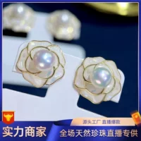 925 иглы Tremella натуральный пресноводный белый жемчуг серьги гвоздь женский 2023 новый камелия ретро высокий темперамент легкий и экстравагантный