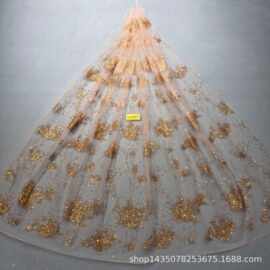 新款LC3813款花型10Y起订 婚纱礼服面料 网纱洒金片 喷金花型面料