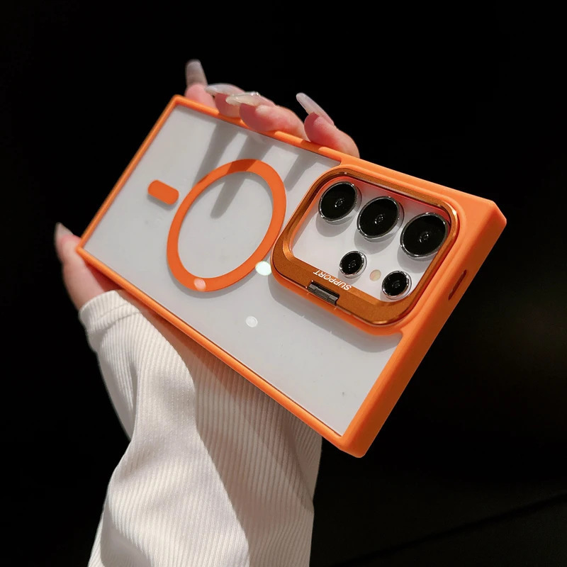 Funda magnética para teléfono Samsung S26ULTRA, soporte metálico invisible U1, funda protectora magnética transparente S24FE