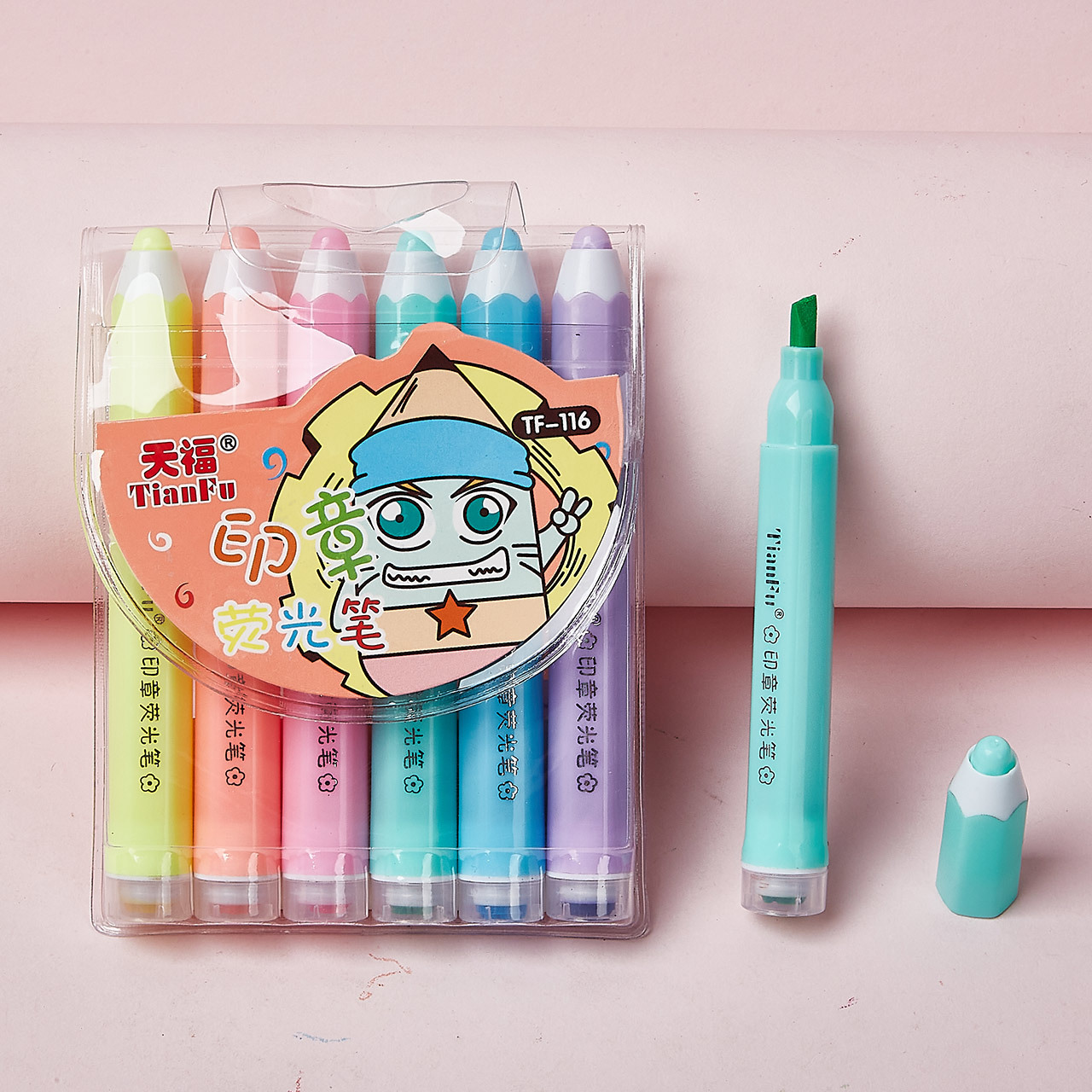 Sello hexagonal/6 colores en una bolsa