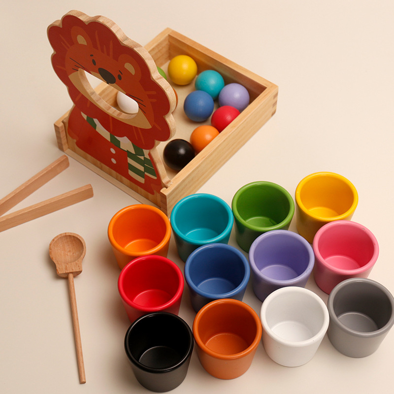 Mont 's Early Childhood Juguetes de rompecabezas Cognitivo de color emparejamiento Clasificación de ayudas didácticas para bebés Reconocimiento de entrenamiento perlas arco iris