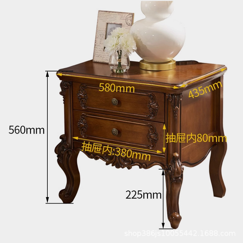 Mesitas de noche talladas estadounidenses, armarios de dormitorio de lujo ligero de madera maciza neoclásica, armarios de dormitorio de madera maciza europea, almacenamiento simple
