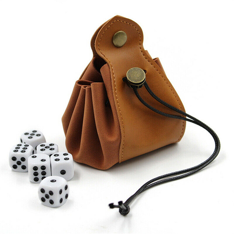 En stock pu cuero juego tamiz paquete bolsillo escritorio dados bolsa de almacenamiento de cuero tamiz bandeja de almacenamiento