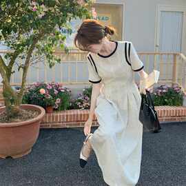 法式晕染小香风连衣裙女夏2026新款赫本风气质高级感爆款长裙超