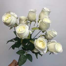 9头梦幻玫瑰蕾仿真花 外贸跨境花材 婚礼堂花材 欧式家居装饰假花