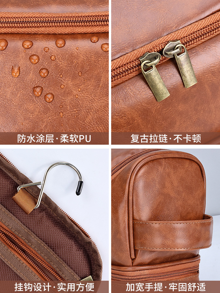 Neceser de viaje para hombre de doble capa, portátil, con gancho, para cosméticos, para viajes de negocios, de Amazon.