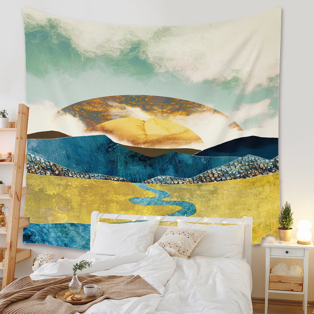 Bohemian Moon Mountain Painting Wall Cloth Decoration Tapestry Wholesale Nihaojewelry display picture 173