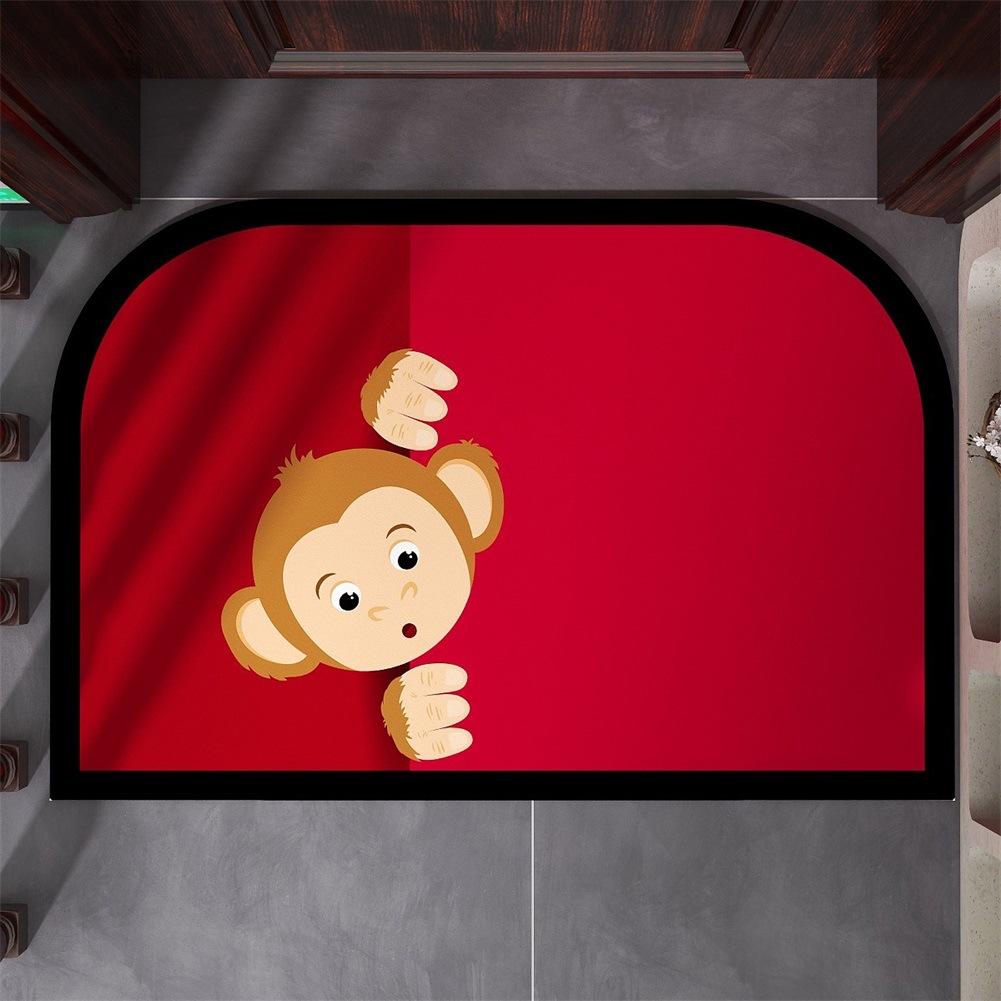 Printed picture and text Children's Room table comfortable soft floor mat fun cartoon monkey birth year non-ice foot mat