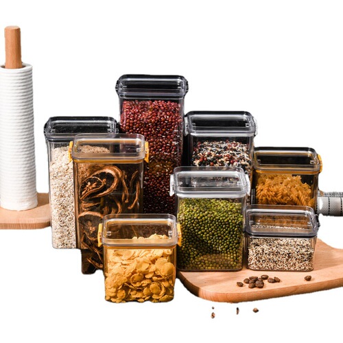 Sealed storage jar for grains and grains with lid, dust-proof food storage box, square snack storage tank, grain jar