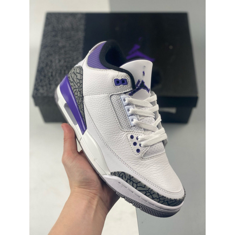 Original Version Aj3 Fujiwara Hiroshi Men's and Women's Practical Basketball Shoes, Mid-Top, White Cement Color, Shock-Absorbing, Anti-Twist, Lightweight