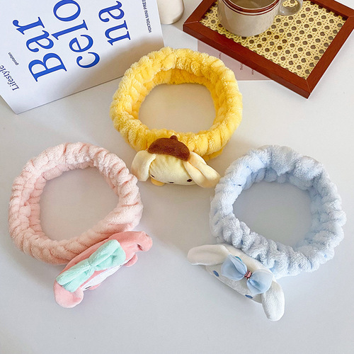 Korean cute animal hair tie for women, face wash hair band, dog hair accessory, Dalmatian hair ornament, cartoon character headwear, hair clip