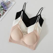 无痕内衣女隐形吊带夏季细肩带小胸加厚显大美背抹胸背心式文胸