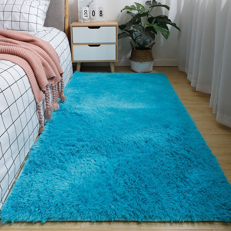 Nordic inswind alfombra de seda de color sólido dormitorio alfombra de cama aislamiento doméstico sala de estar sofá felpa alfombra de piso