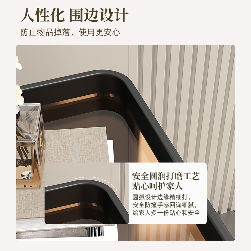 可移动茶几沙发边几侧边柜金属玻璃小推车带轮零食置物架床头边柜|undefined