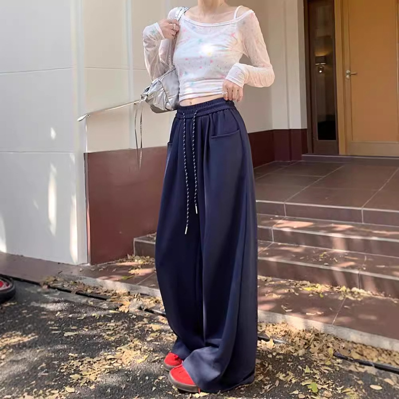 Lazy Style Wide Leg Pants Women's Spring and Autumn 2024 New High Waist Dummy Straight Casual Long Pants Loose Sweatpants