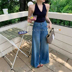 2025年夏新款IEZ91906牛仔裤薄款莱赛尔清凉宽松遮肉流浪阔腿裤女