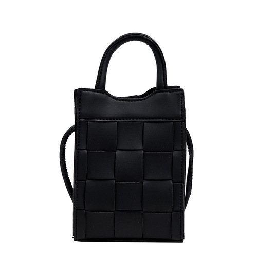 Woven mobile phone bag for women 2024 spring and summer new style handheld small square bag Korean version personalized one-shoulder cross-body bag for women cross-border