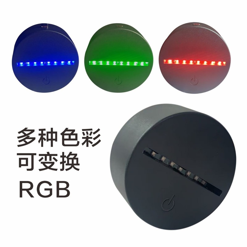 Factory Direct Sales 3D Night Light Base USB Three-Color Monochrome Crack Colorful Touch Remote Control Battery Charging Wood Grain Factory Direct Sales 3D Night Light Base USB Three-Color Monochrome Crack Colorful Touch Remote Control Battery Charging Wood Grain