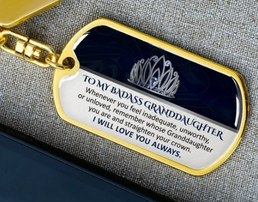 Spot venta caliente transfronteriza marca militar creativa llavero epoxi de acero inoxidable regalo conmemorativo para hijo, hija, nieta