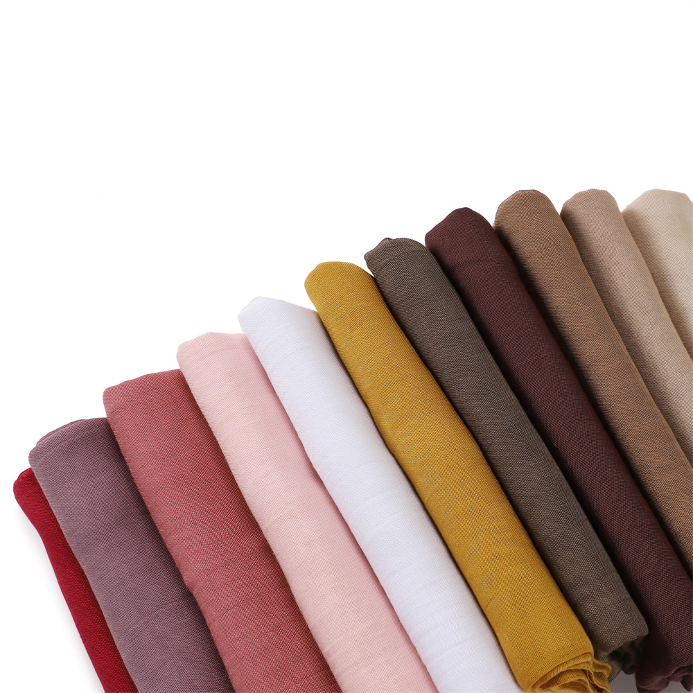 Malaysia solid wide edge human rayon linen single color Indonesian cotton long scarf head cover_voghion.com
