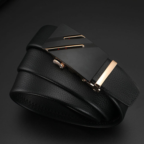 Men's belt, men's soft leather automatic buckle student belt, young and middle-aged casual business belt, trendy genuine leather, versatile