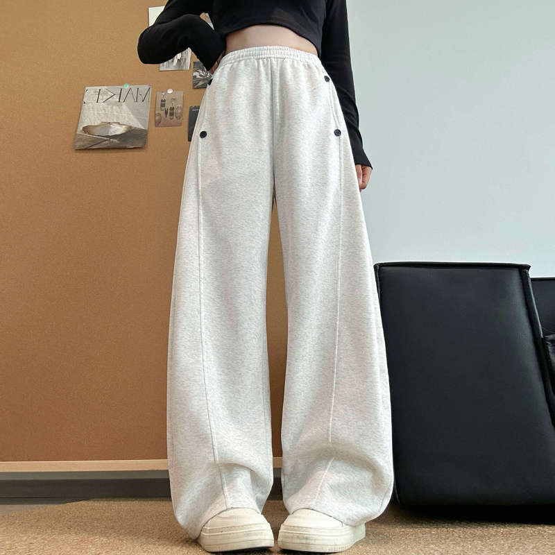 美式直筒香蕉裤女款2025年春秋季穿搭高腰宽松加绒运动休闲卫裤子|undefined