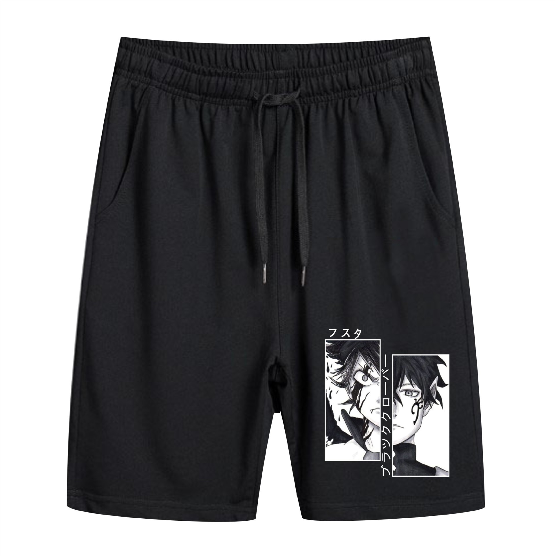 Cross-border Black Clover negro trébol de cuatro hojas pantalones cortos de anime sueltos estampados one piece pantalones cortos de moda