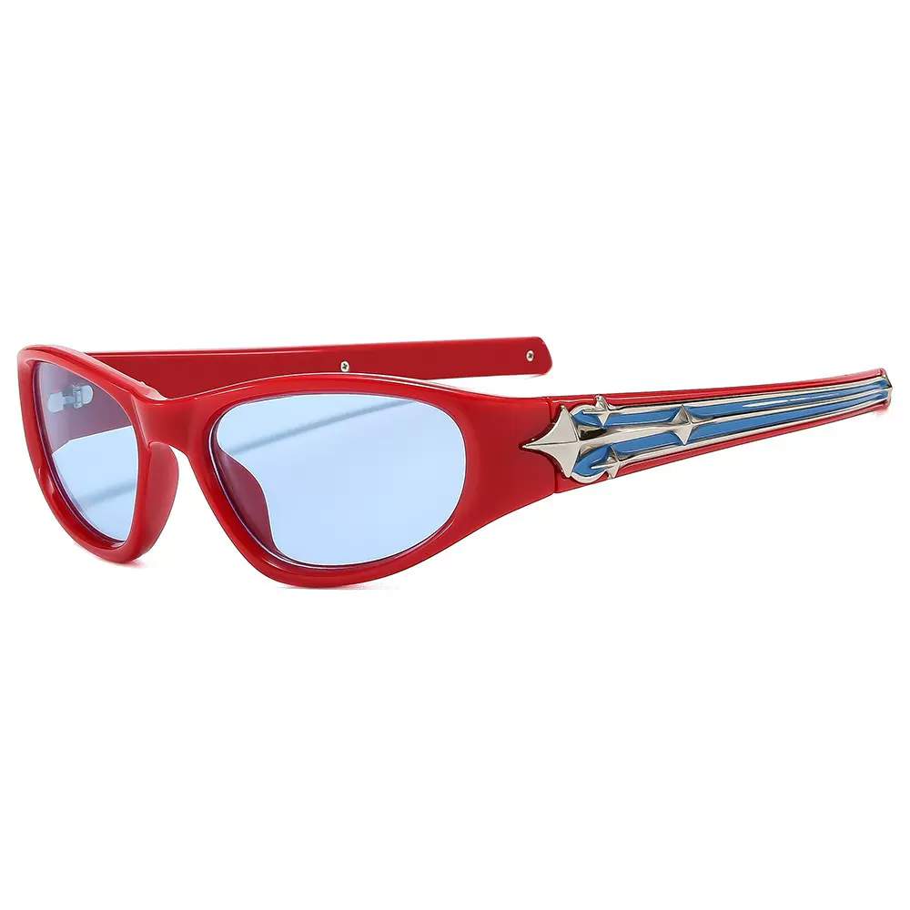 新款时尚户外运动遮阳太阳眼镜 ins复古摩登个性椭圆街拍潮流墨镜