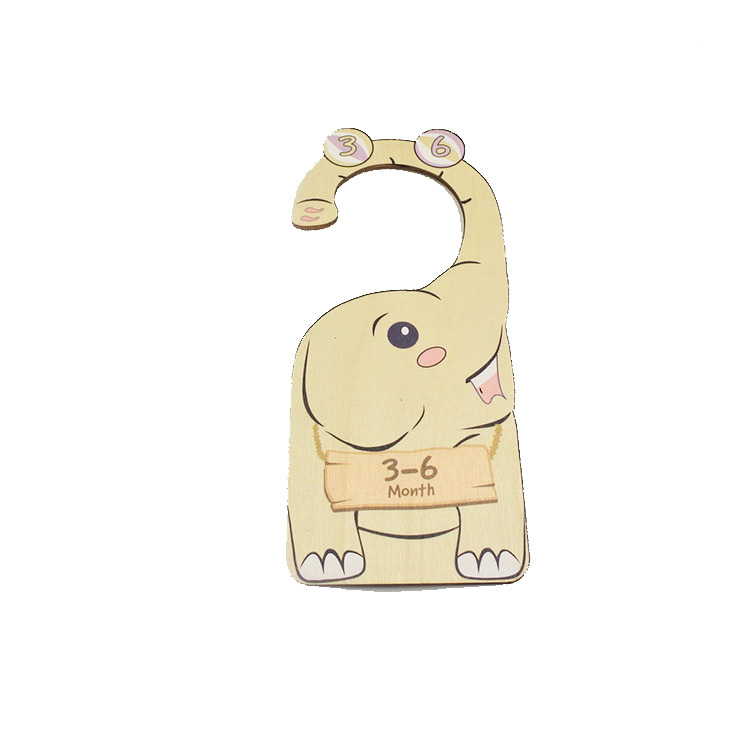 Animales de madera dibujos animados impresión doble cara armario de bebés ropa divisoria de madera creativa para el hogar colgante de madera