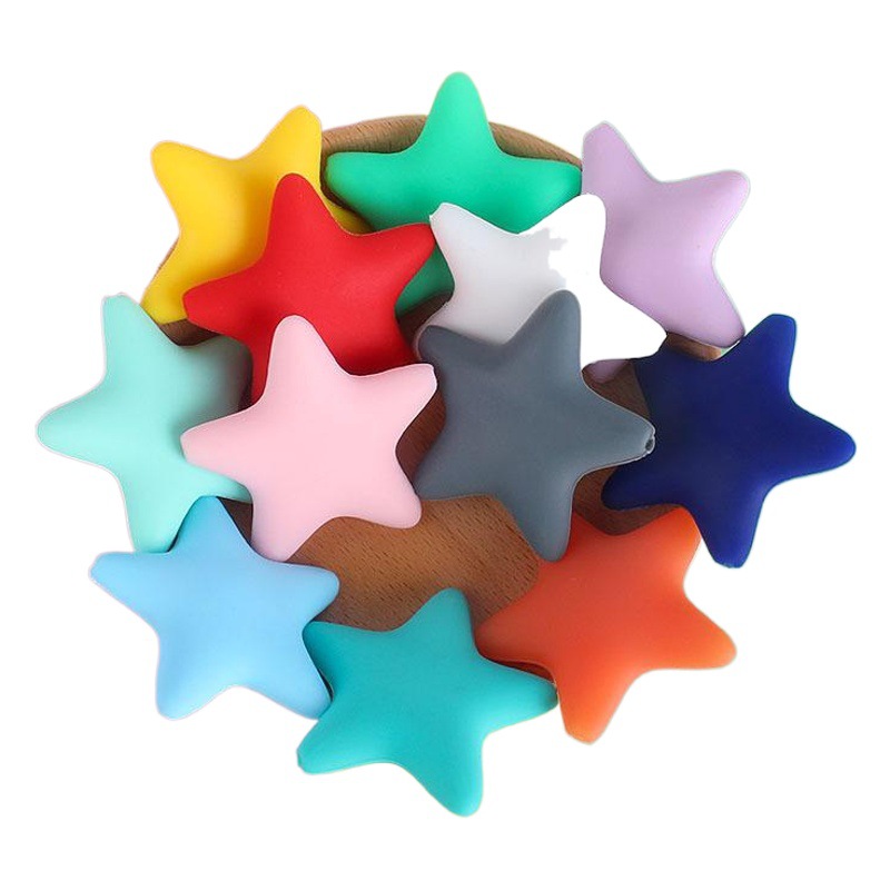 Estrella de cinco puntas de silicona molar juguete mordedor pulsera chupete cadena collar accesorios Amazon DIY accesorios de la joyería