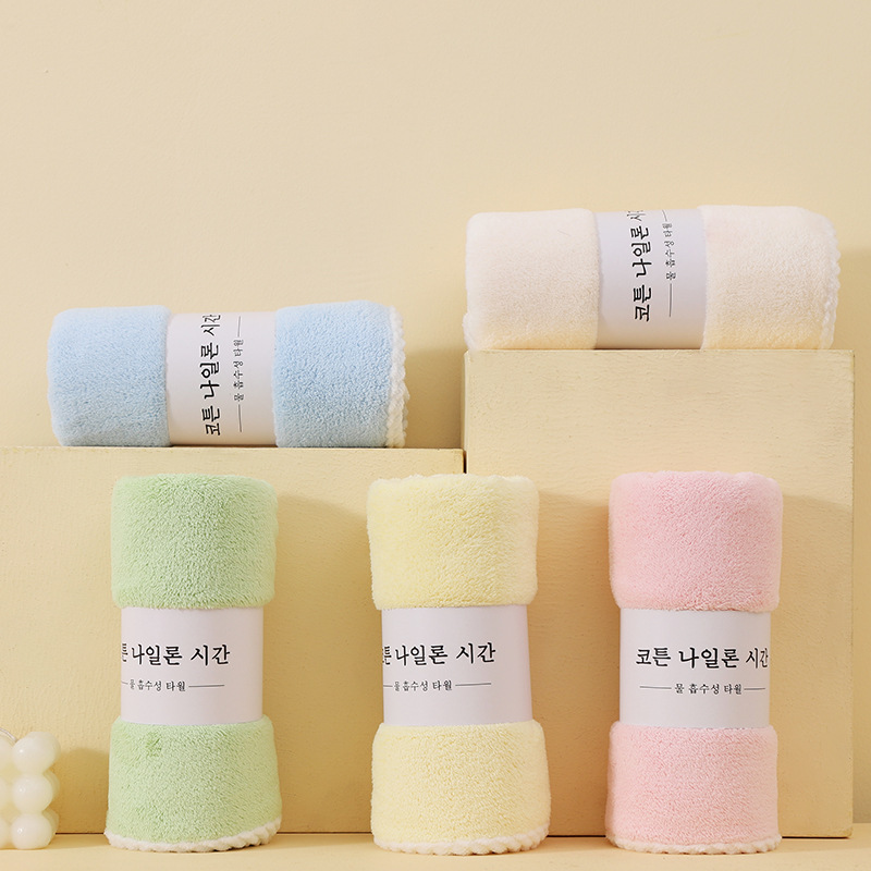 Coral fleece towel thickened absorbent household face towel wholesaler Super hand gift custom logo Coral fleece towel thickened absorbent household face towel wholesaler Super hand gift custom logo