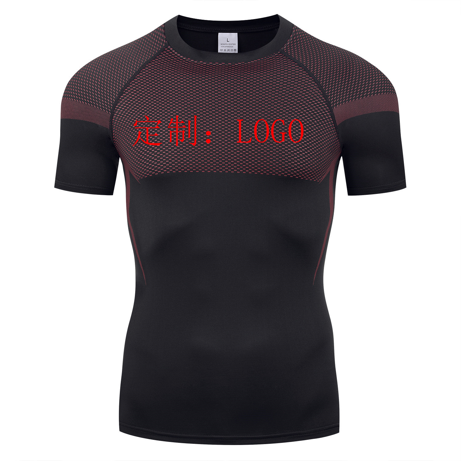 GYM Europa y América hombre moda compresión de cuello redondo camiseta de secado rápido apretada transpiración fitness correr camiseta deportiva de manga larga