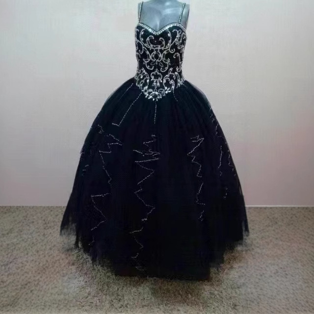 Vestido de Princesa Cielo Estrellado Negro 2026 Verano Sencillo y Elegante para Estudiantes, Exámenes de Arte, Ceremonias de Adultos, Anfitrionas y Concursos.